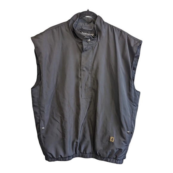 FOOTJOY DryJoys 1/4 SNAP & ZIP 100% Polyester L Black LINED VEST Wind & Rain - Picture 1 of 8